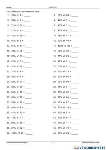WW Percentage Calculator