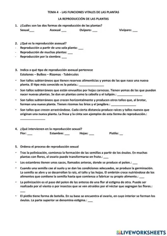 La reproducción de las plantas