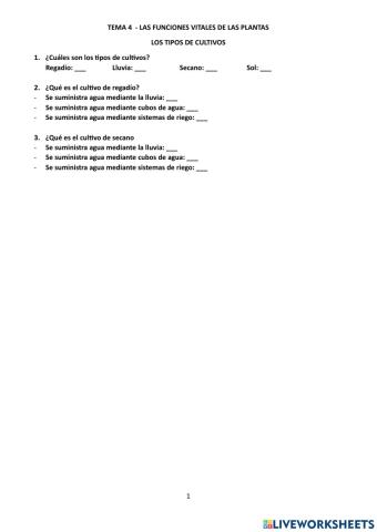 Los tipos de cultivos