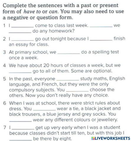 Can-could-have to-had to