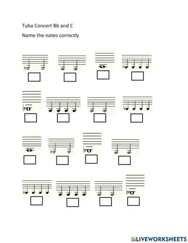 Tuba Notes Concert Bb and C