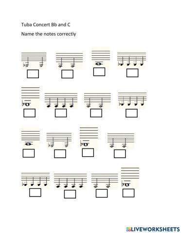 Tuba Notes Concert Bb and C