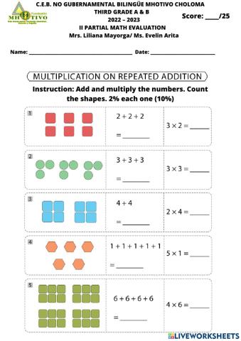 Math Exam II Partial 3Grade