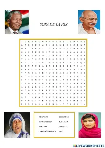 Sopa de letras de La Paz