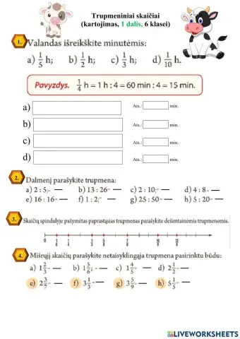 Skyriaus „Trupmeniniai skaičiai“ kartojimas 1 dalis 6 klasei