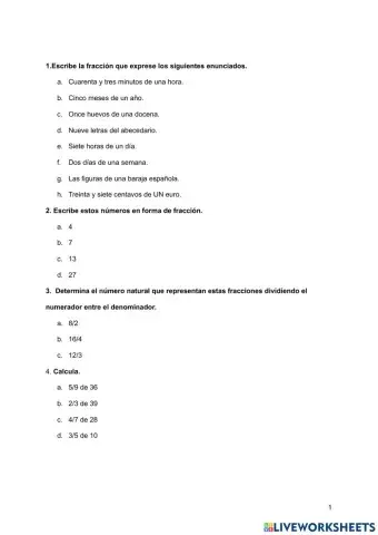 Resumen de Fracciones