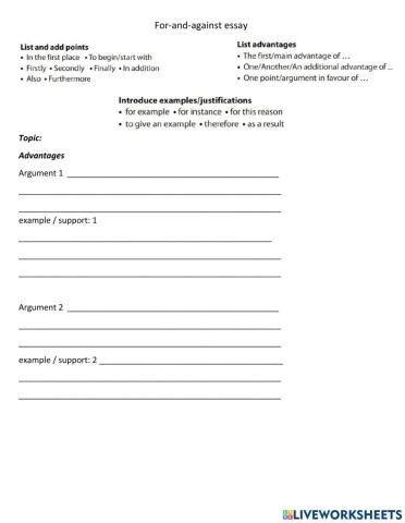 For and against essay template
