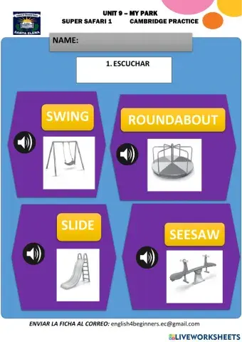 Lesson unit 9 my park pre kinder 1