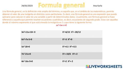 Formula general