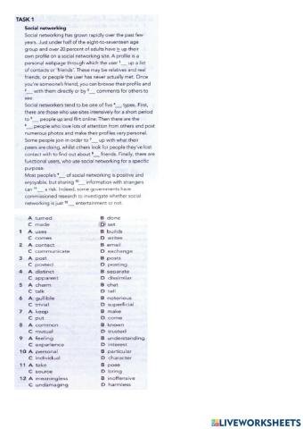 Use of English: multiple-choice cloze