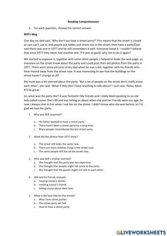 Reading Comprehension