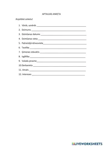 Aptaujas anketa