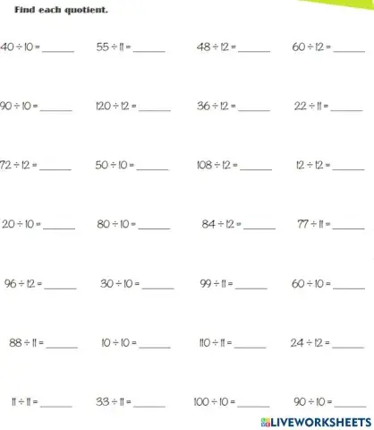 القسمة على 10 و11 و12