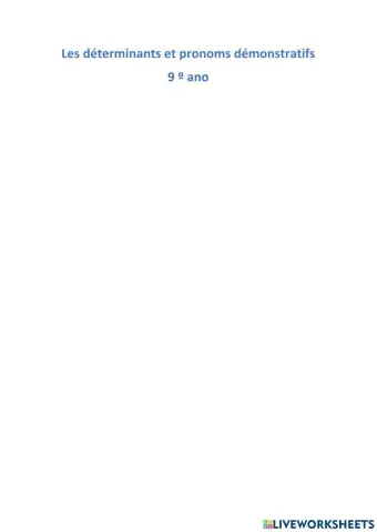 Adjectifs et pronoms démonstratifs