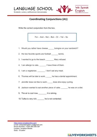 Coordinating Conjuctions