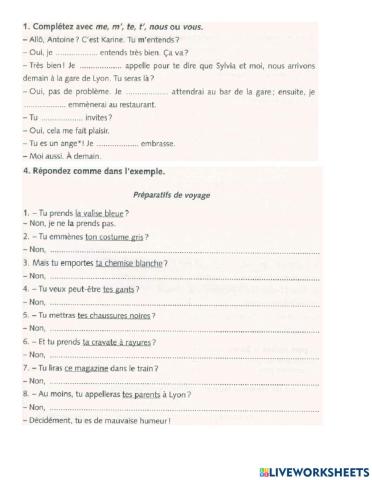 Pronoms compléments