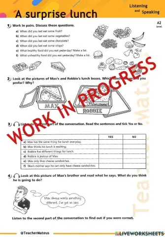 Listening and Speaking - A2 - A surprise lunch