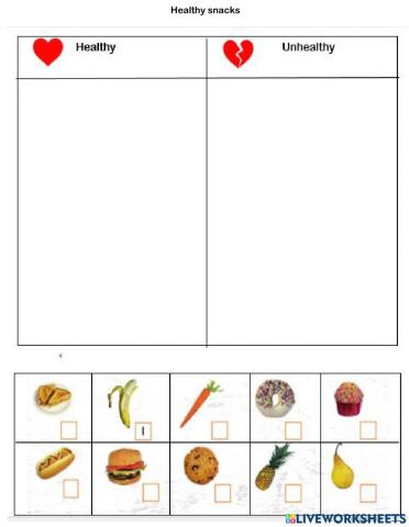 Healthy and unhealthy snacks