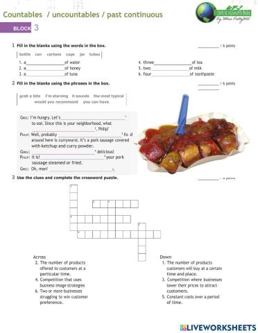 Countables, uncountables, past continuous