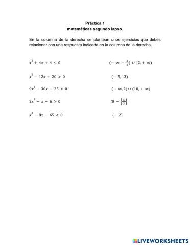 Inecuaciones cuadráticas