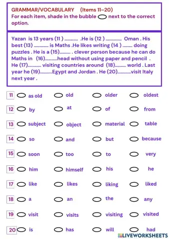 Grade 7 Grammar & Vocabulary S 2