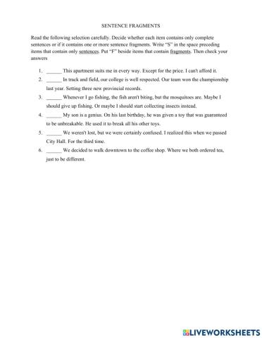 Sentence Fragments