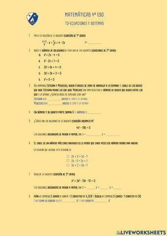Ecuaciones y sistemas