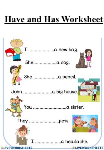 Has and Have worksheet