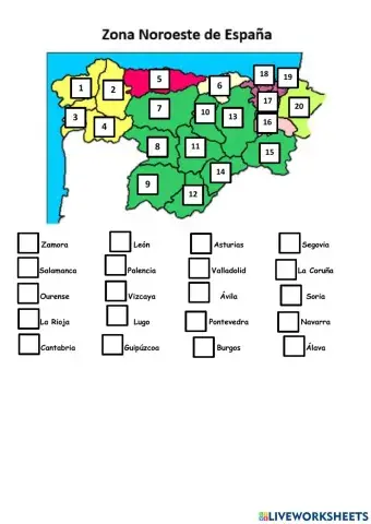 Provincias de España - Zona Noroeste