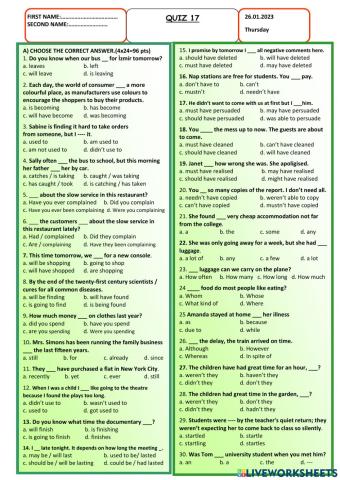 Quiz 17-TED-January-4-revision test