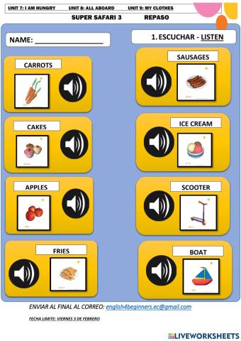 Ficha de temario primer grado