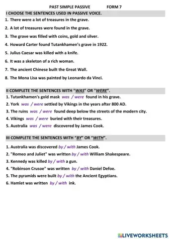 Past Simple Passive  Test F7 U5