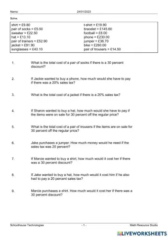 WW S2 Percentage increase decrease