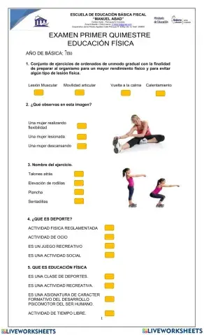 Examen Quimestral de Educación Física