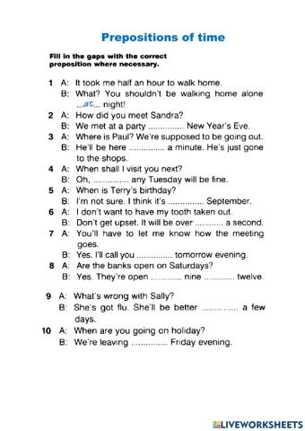 Prepositions of time