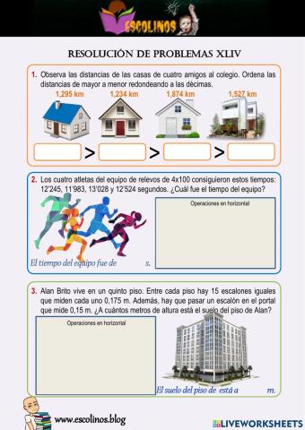 Matemáticas 5º. Resolución de problemas XLIV