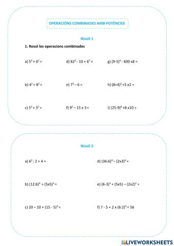 Operacións Combinades amb Potències