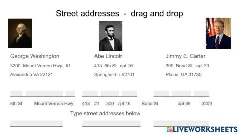 US street addresses - US Presidents