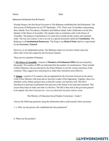 Past & Present Parliament in The Bahamas