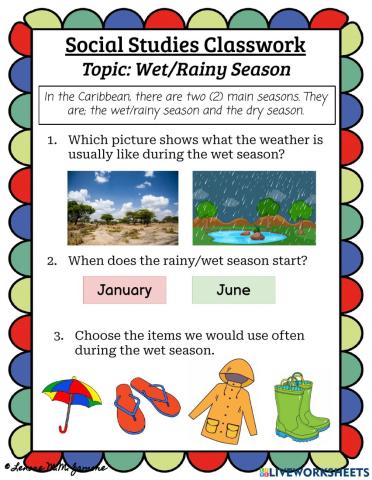 Social Studies: Wet-Rainy Season