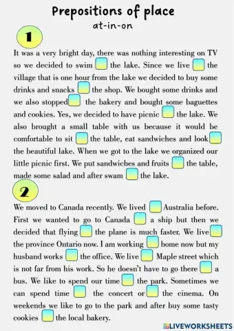 Prepositions of place at in on