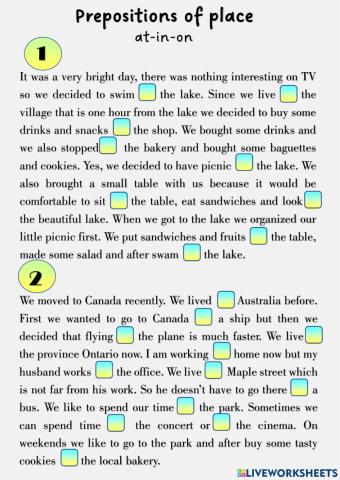 Prepositions of place at in on