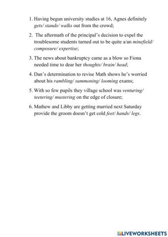 Self-Check Vocabulary 1