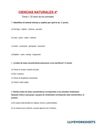 El reino de los animales