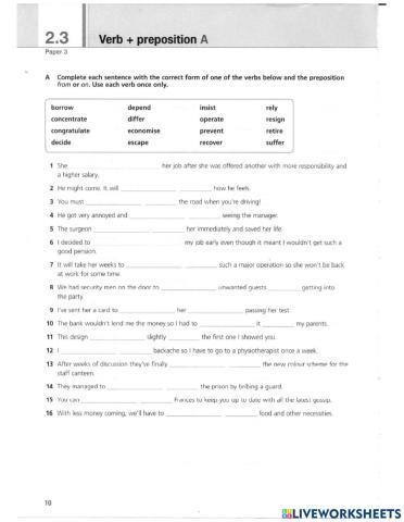 Adjectives + preposition