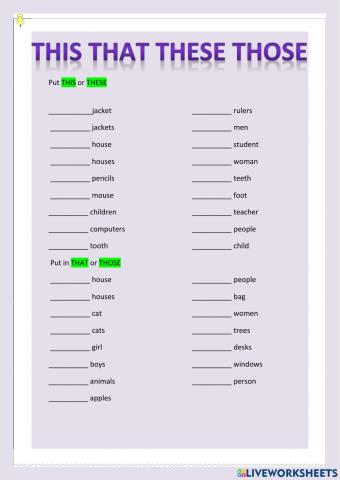 This that those these