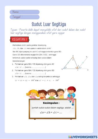 Jumlah Sudut-Sudut Dalam Dan Sudut Luar Segitiga