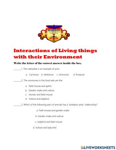 Interaction of Living things with their environment