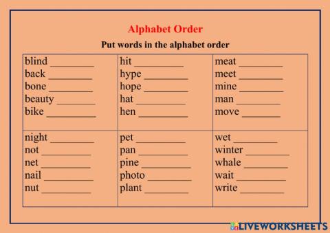 Alphabet Order