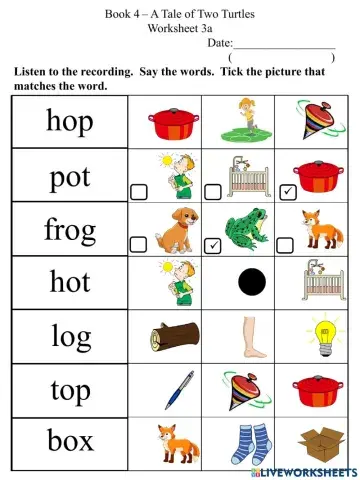 3a Short O CVC Words Worksheet